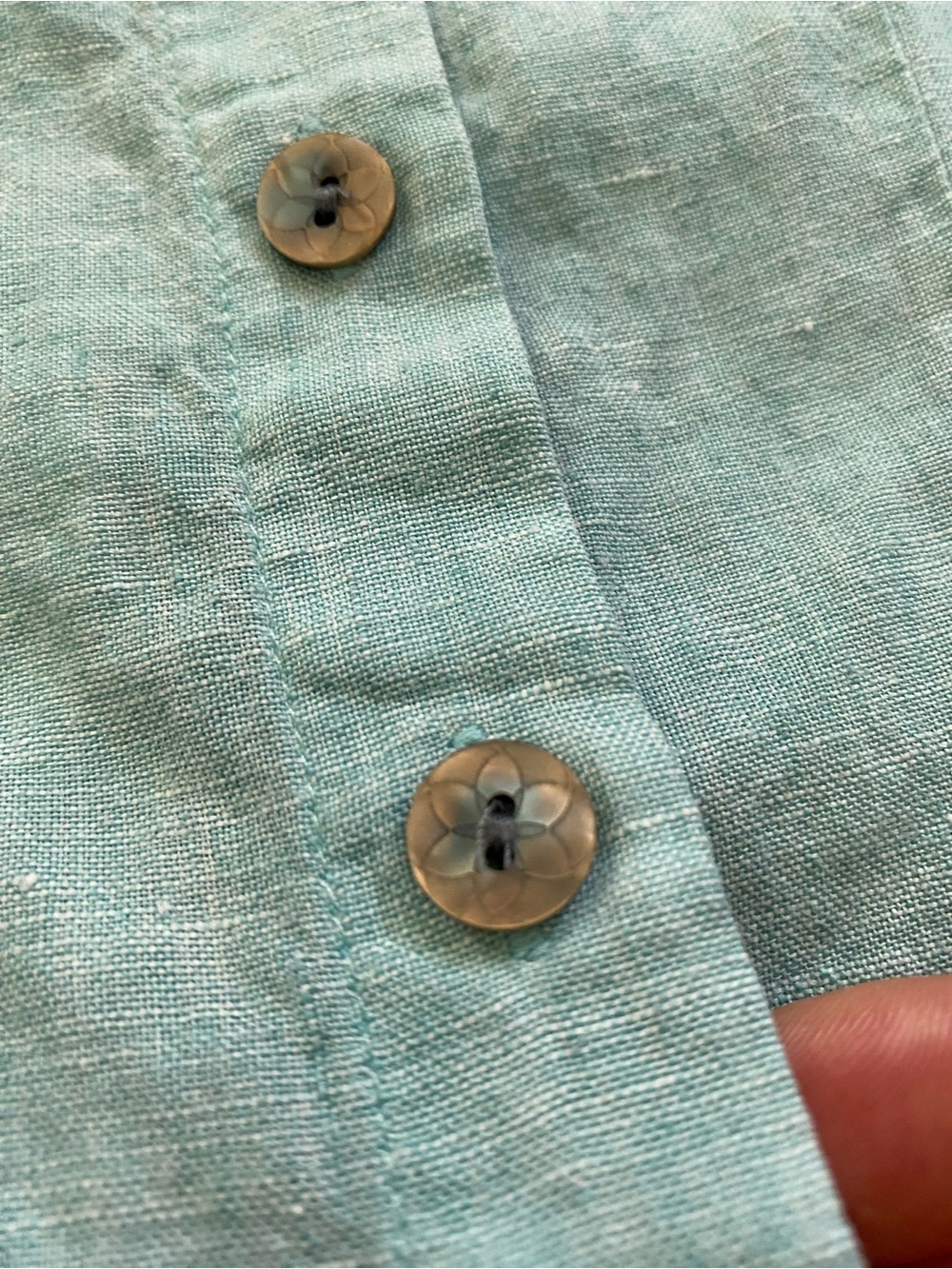 J. Jill Linen Cropped Button Down Tank Top Aqua Blue XS Floral Detail Buttons - Picture 2 of 7